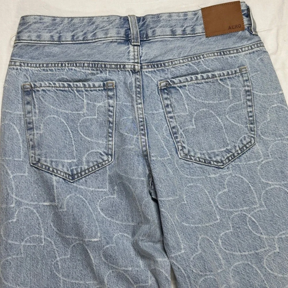 Aeropostale Blue Baggy Wide Leg Jeans Womens‎ 2 Regular All Over Hearts 30x32